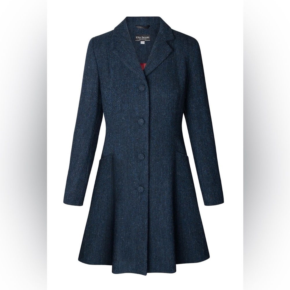 Navy Tweed 3/4 Length Coat